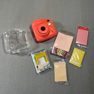 Fujifilm Instax Mini 7+ Instant Film Camera Coral Pink with Case and Accessories